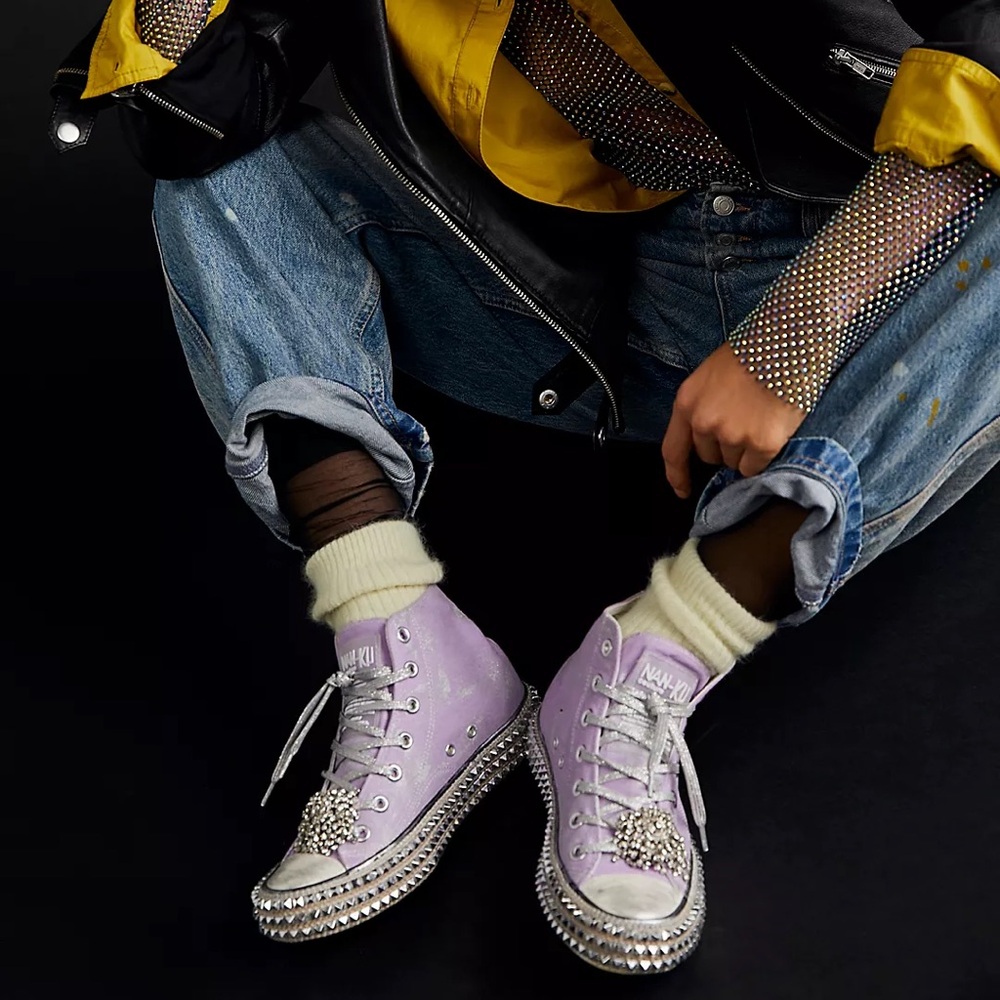 Nan-Ku Cruise Studded Hi Top Sneakers Purple